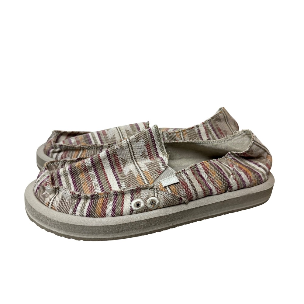 Sanuk Donna ST Trail Sedona Slip On Shoes Women 9 Casual Comfort Flats Aztec